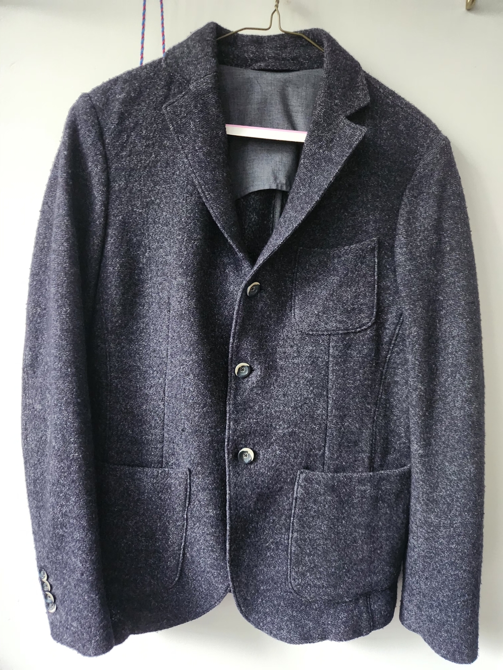 Men's Charcoal Wool-Blend Pea Coat Jacket